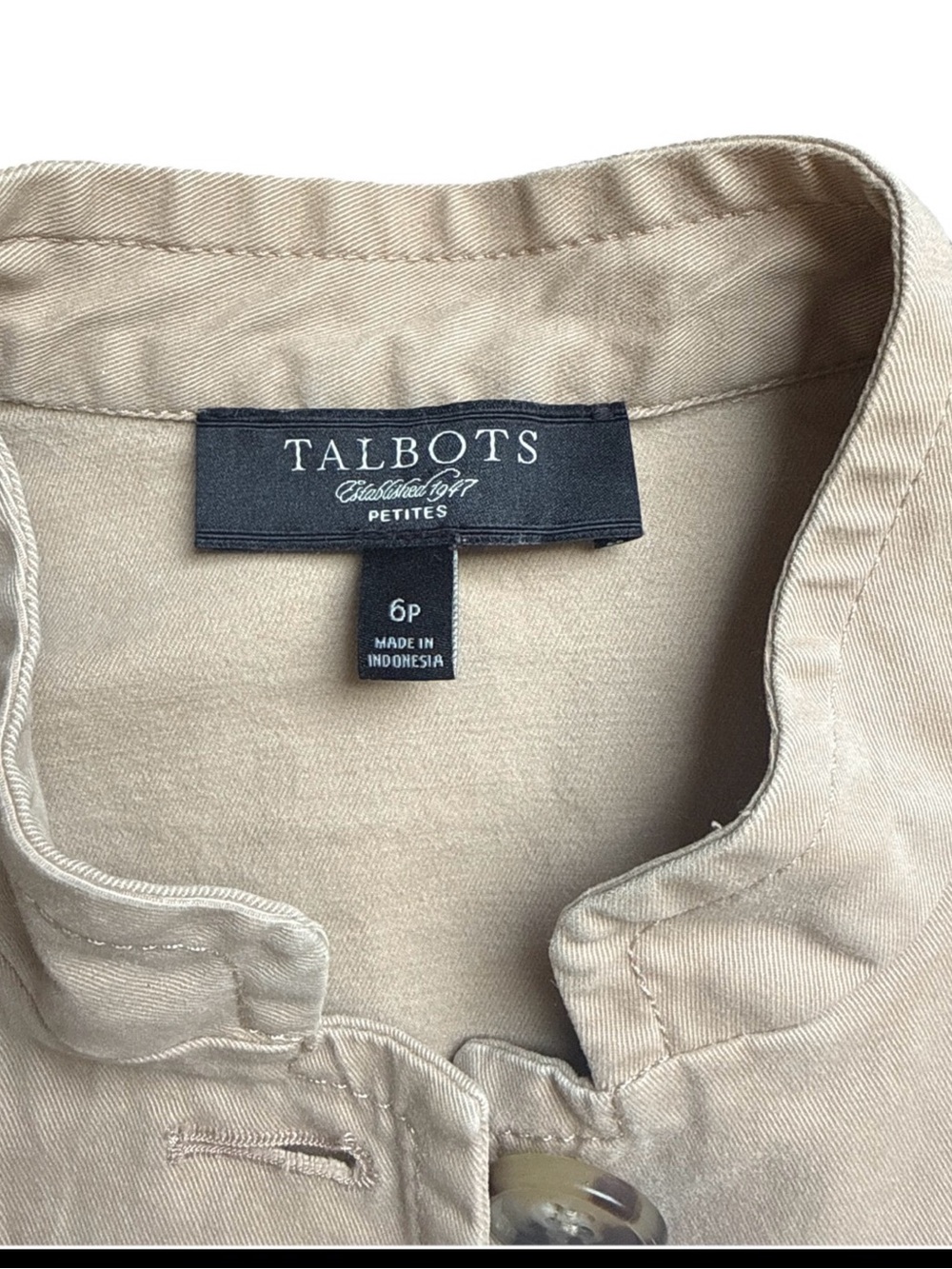 Talbots Petite Button-Front Jacket - Khaki Beige